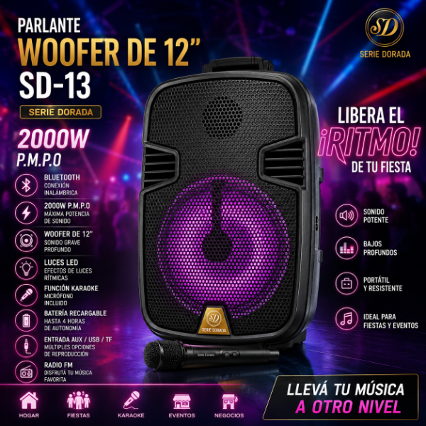 Producto - PARLANTE SISTEMA DE AUDIO MULTIMEDIA SD-13    12"