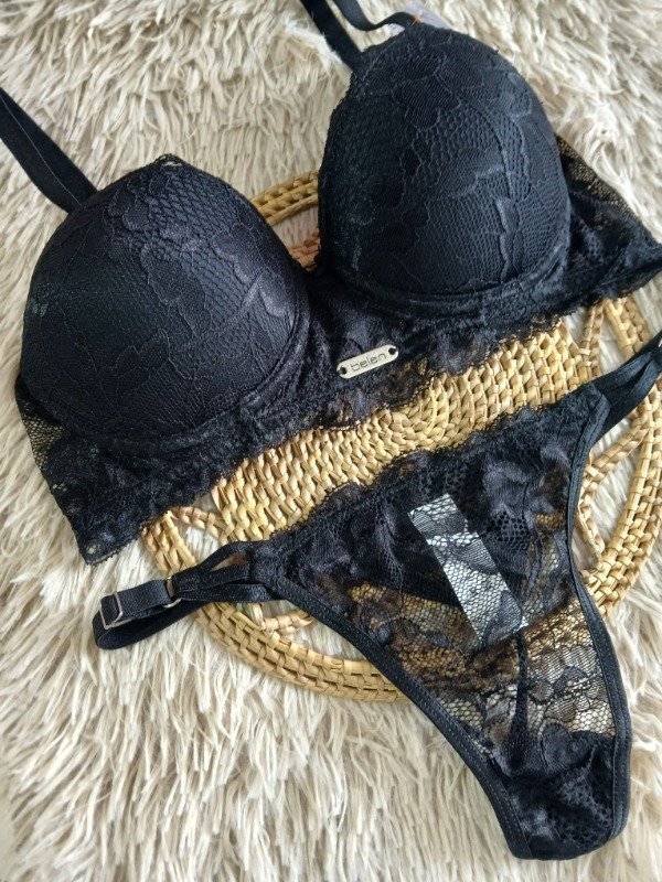 Producto - Conjunto armado encaje negro T.90