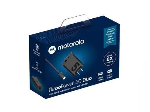 Producto - Cargador Motorola ORIGINAL 50W Doble Puerto Con Cable C A C