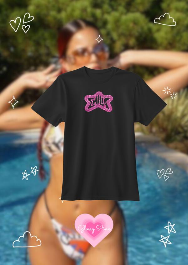 Remera negra Emilia glitter de algodón