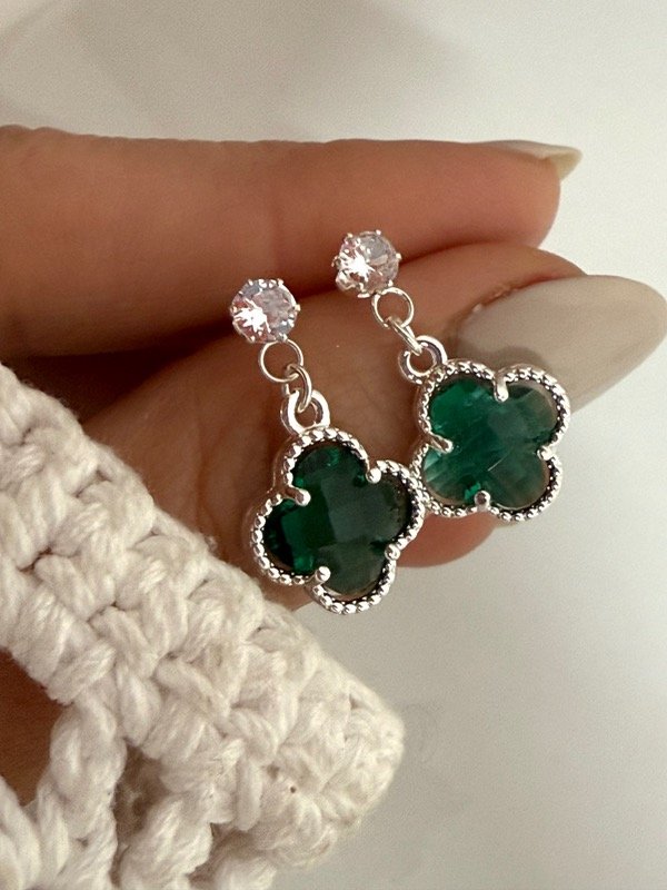 Producto - AB1559 Aros van cleef cristal verde acero blanco