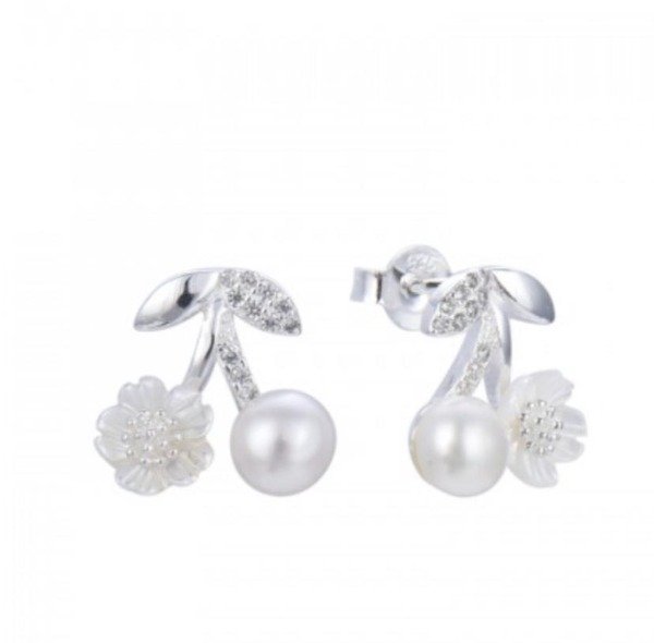Producto - Aros Flor y Perla Plata 925