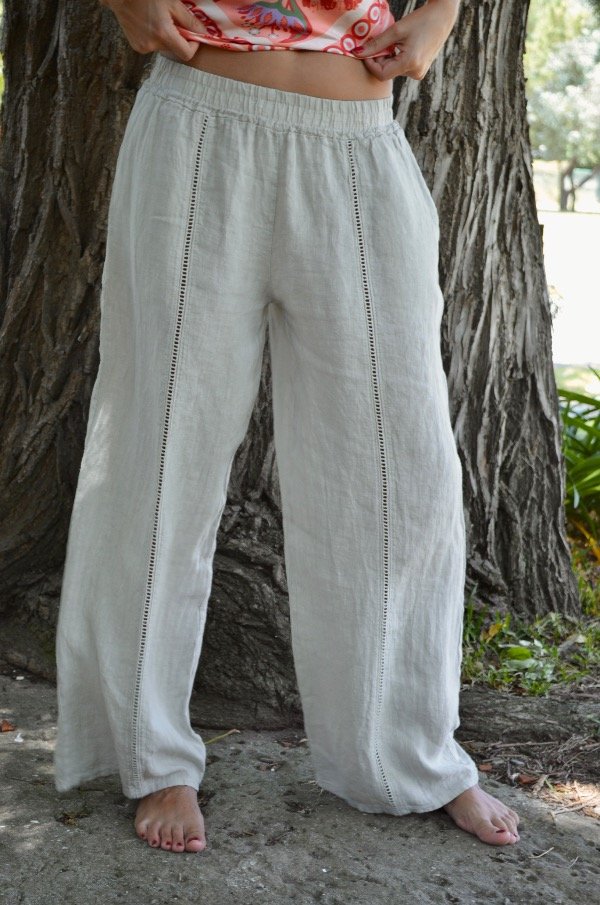 Producto - Pantalón Vainilla 100 Lino Beige