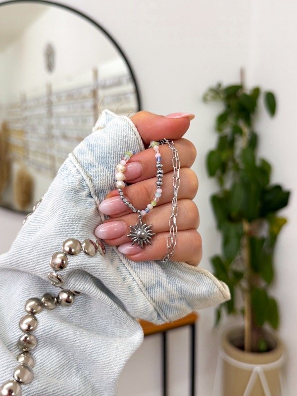 Producto - Cadenita acero quirúrgico mostacillas colores sol