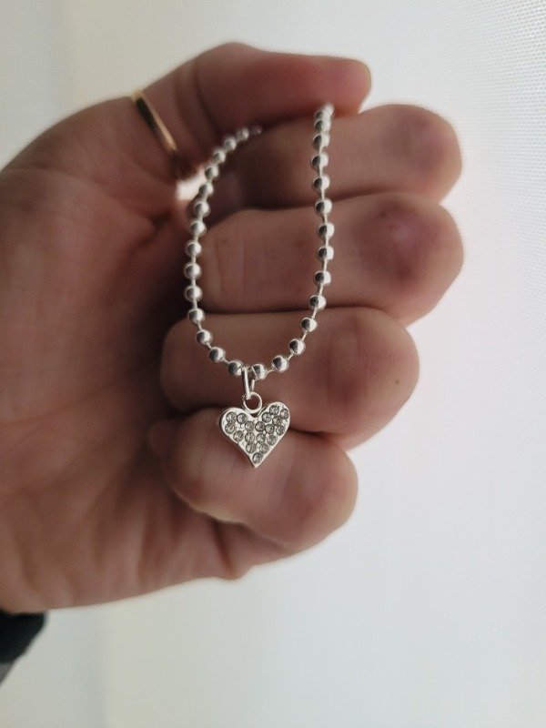 Producto - Pulserita bolitas + mini corazón con strass AB