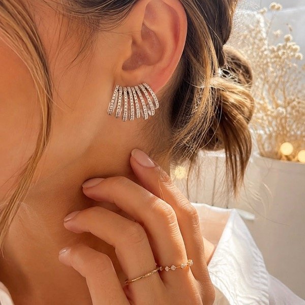 Producto - Aros pasantes touch con piedras micro pave Plata 925 - 0
