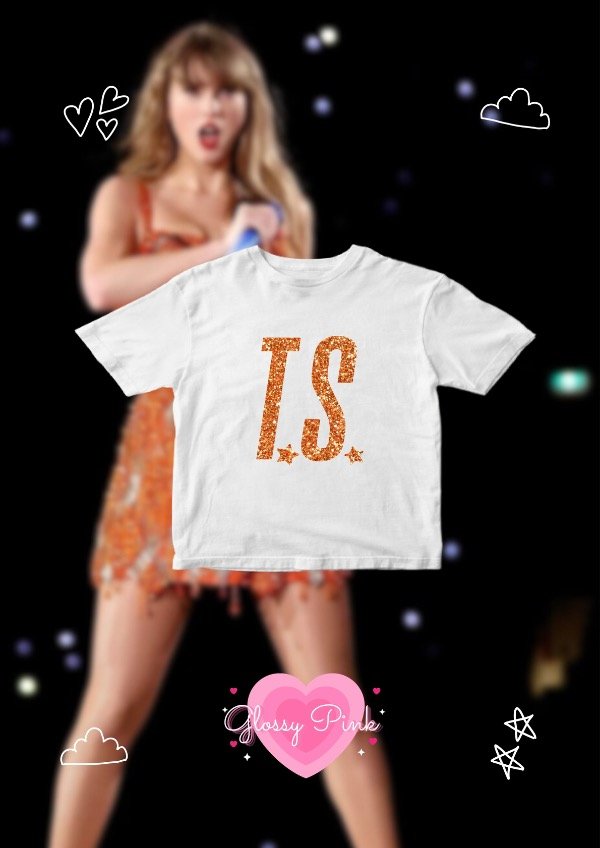 Producto - Baby Tee T.S - VINILO GLITTER NARANJA