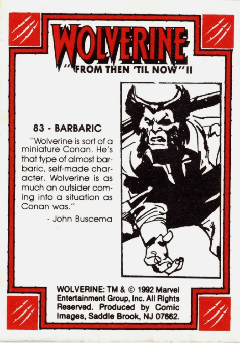 Producto - 1992 Comic Images Wolverine From Then 'Til Now II  #83 - Barbaric - 1
