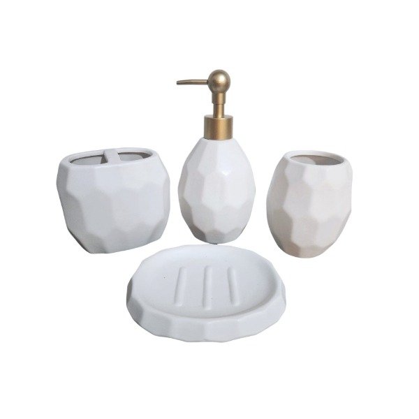 Producto - Juego de baño de cerámica con estampado de abeja