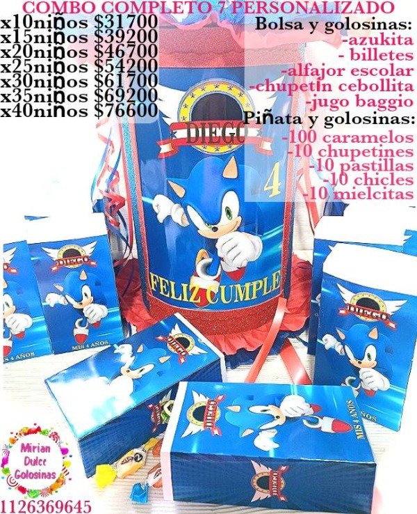 Producto - Combo cumpleaños 7 Sonic y amigos