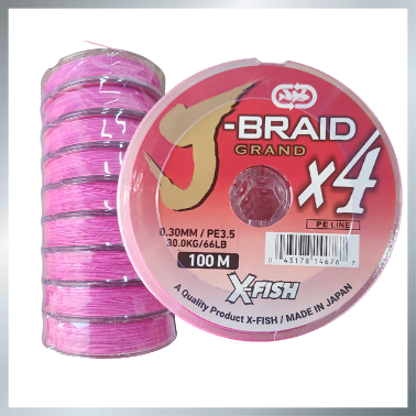 Producto - Multifilamento J-Braid X-fish x4 0.30mm 66lbs rosa
