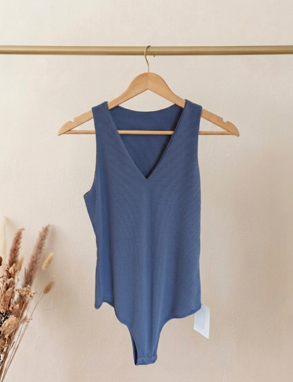 Producto - Body Morley escote V - Azul