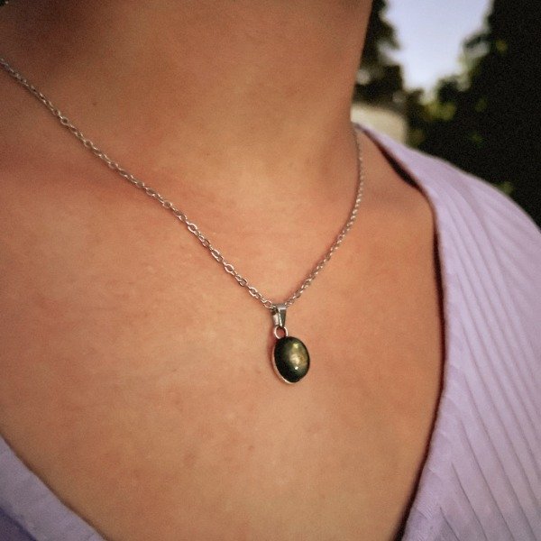 Producto - Collar Labradorita Dorada Oval