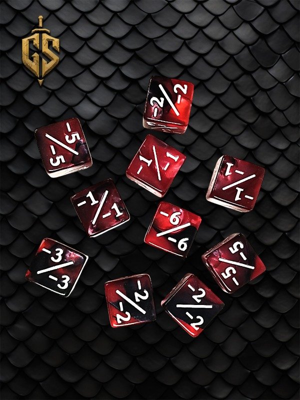 Producto - Set x10 Dados Contadores Negativos Rojos