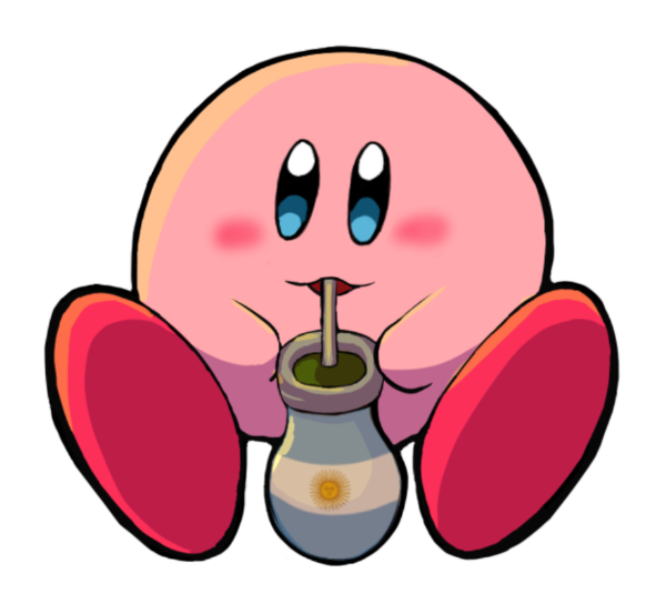 Producto - Sticker Kirby tomando mate argentino