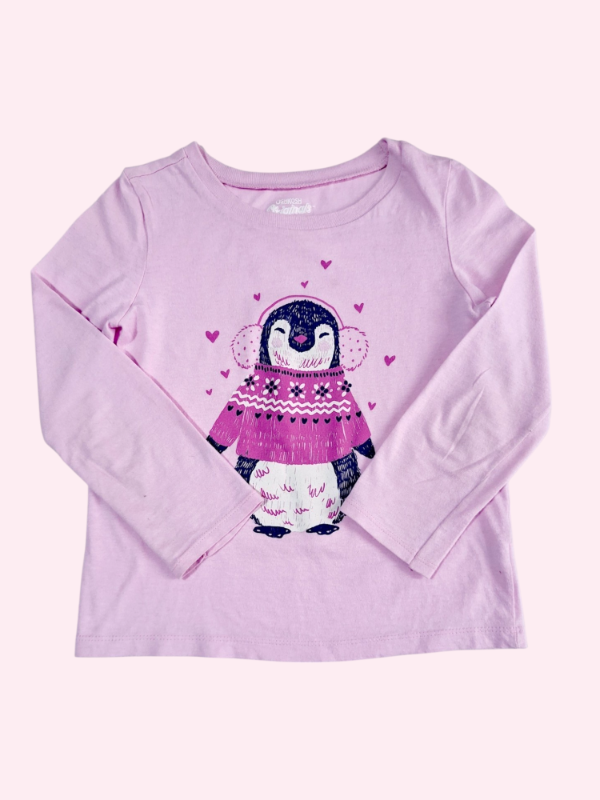 Producto - Remera manga larga rosa con pingüino Oshkosh 5 años
