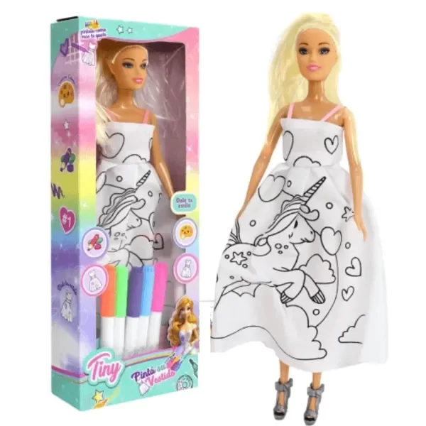 Producto - Muñeca Tiny Pinta su Vestido con Marcadores - 0