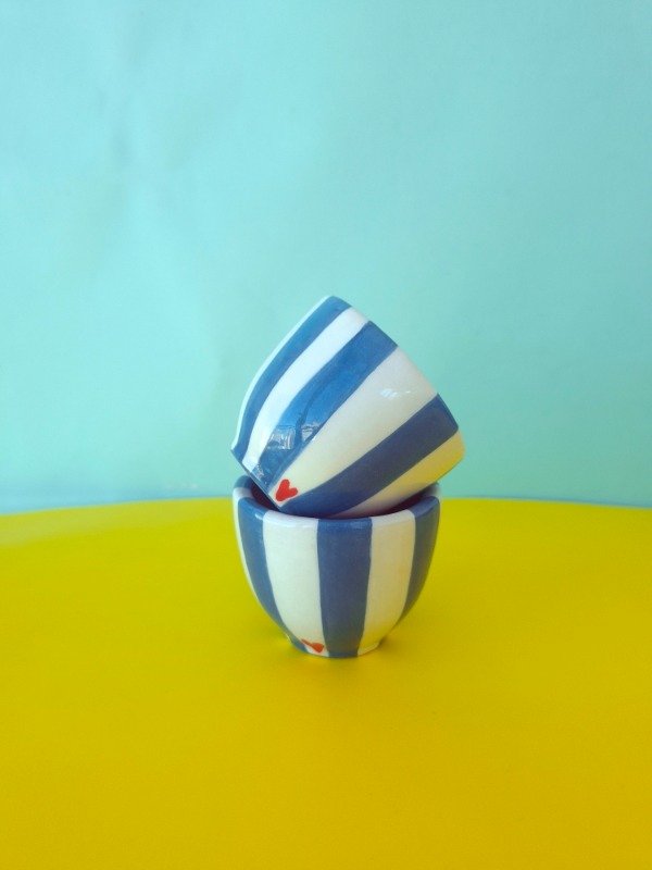 Producto - Pocillos mini Rayas azules y corazones