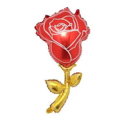 Producto - Flor Roja Tallo Dorado 14"