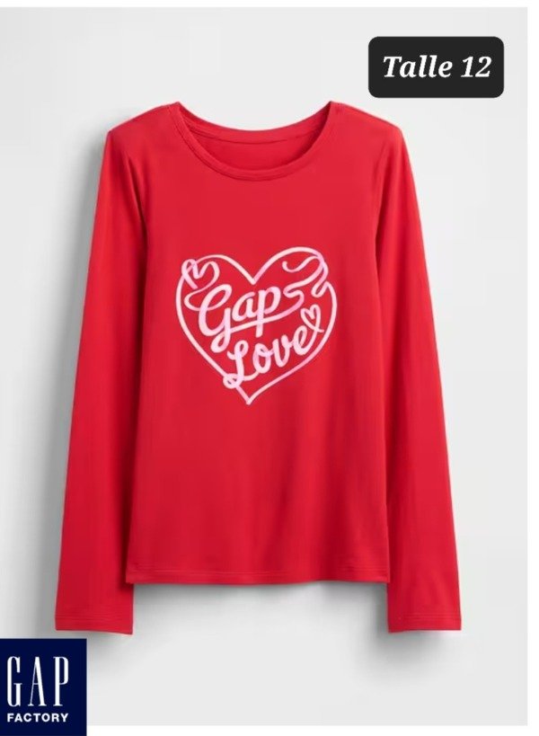 Remera manga larga gap talle 12 roja