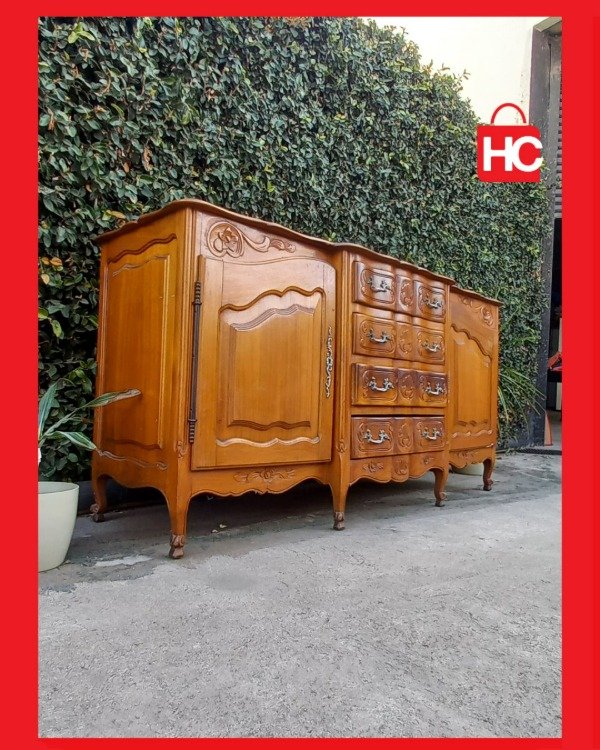 Producto - Gran bahiut vajillero antiguo estilo Francés Provenzal en madera maciza tallada - 2