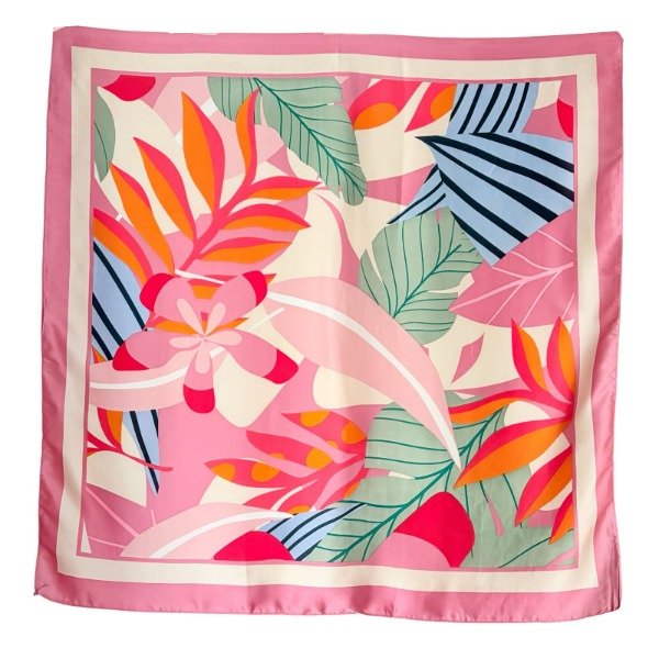 Producto - Maxi Pañuelo Flowers Pink (Seda)