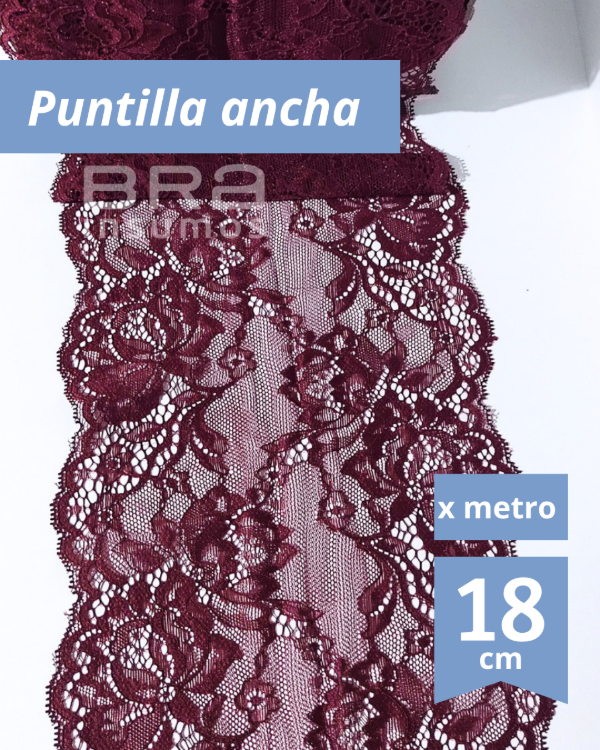 Producto - [P29] Puntilla Elastizada 18 cm - Bordó (x Metro) - 1