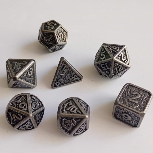 Producto - Set Dados de Rol METÁLICOS - Silver