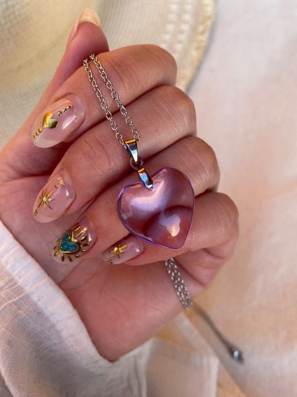 Producto - Collar Corazón Cristal lila A.Q