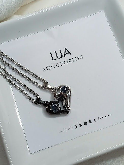Producto - Par cadenas con dije corazón imantado
