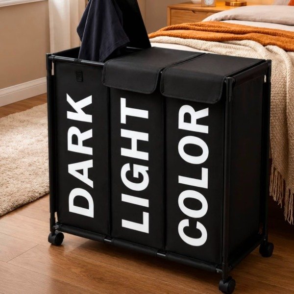 Producto - Cesto organizador 3 compartimientos con ruedas