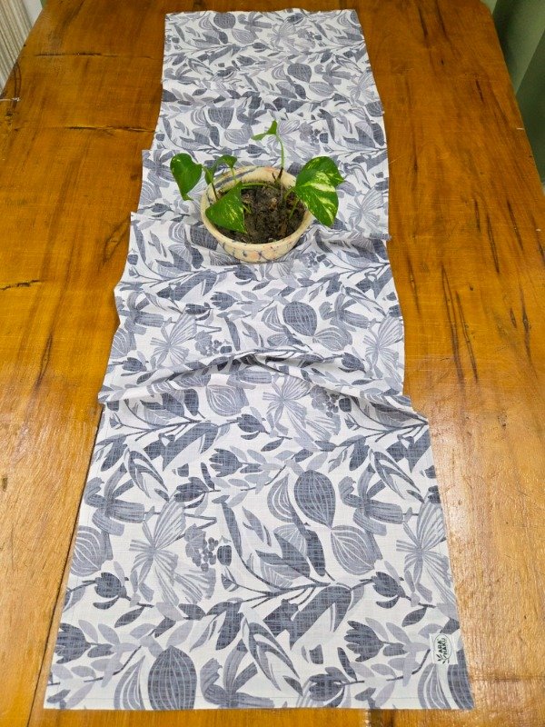 Producto - Simil lino hojitas grises