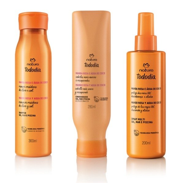 Producto - Sol, Mar y Piscina Mango Rosa y Agua de Coco: shampoo + acondicionador + spray