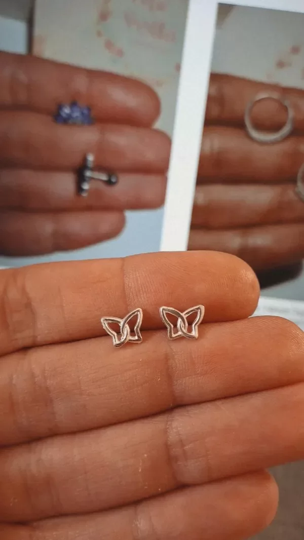 Producto - Aros de Plata Mariposa Calada Entrelazada (por par)