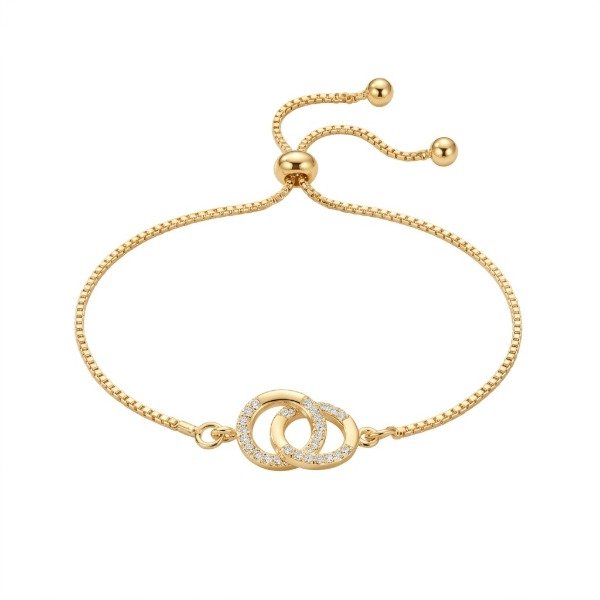 Producto - Pulsera Regulable Círculos Enlazados Dorada - 0