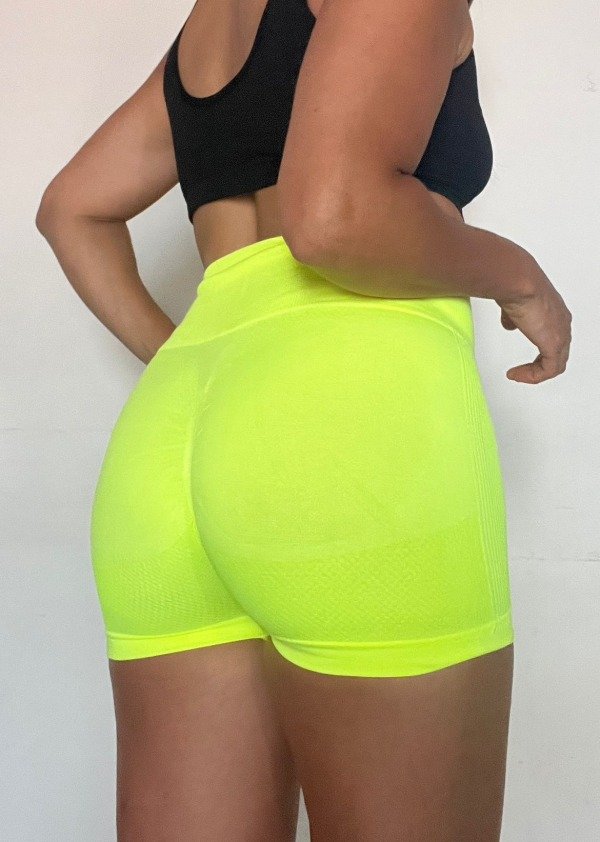 Producto - Calza con frunce efecto pushup AMARILLO fluor