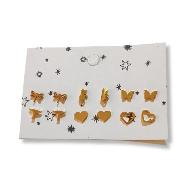 Producto - SEr de 6 pares de aros en acero dorado