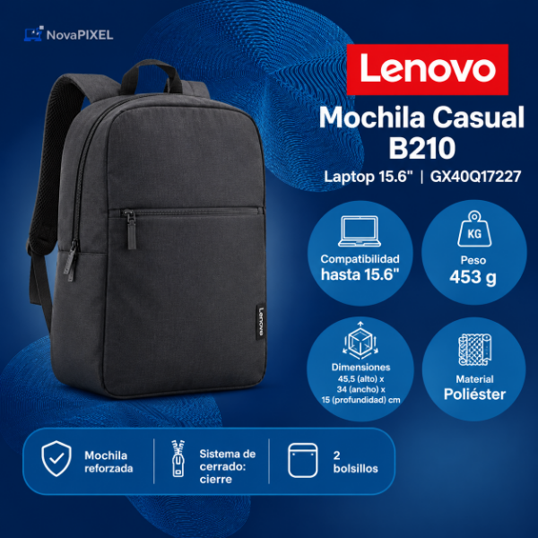 Producto - Mochila Backpack Lenovo Casual B210 Laptop 15.6 Gx40q17227 C - 0
