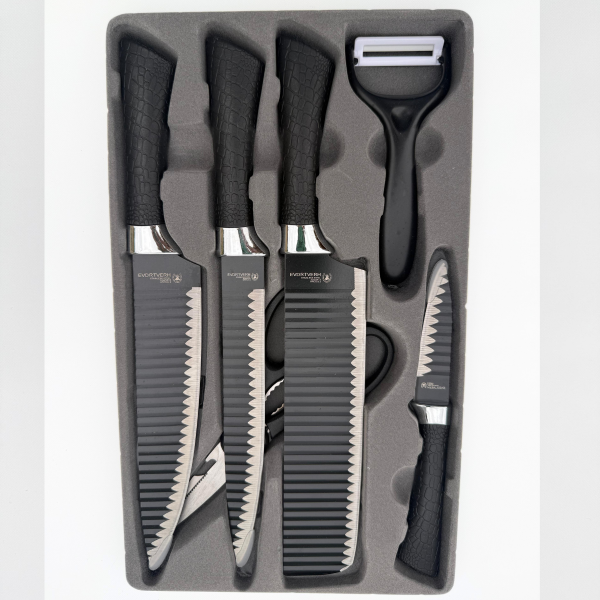 Producto - Juego Set De Cuchillos De Cocina Profesionales Acero Inoxidable Negro - 2