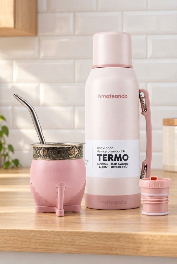 Producto - SET IMPERIAL ROSE QUARTZ + TERMO MATEANDO 1 L + BOMBILLA - 0