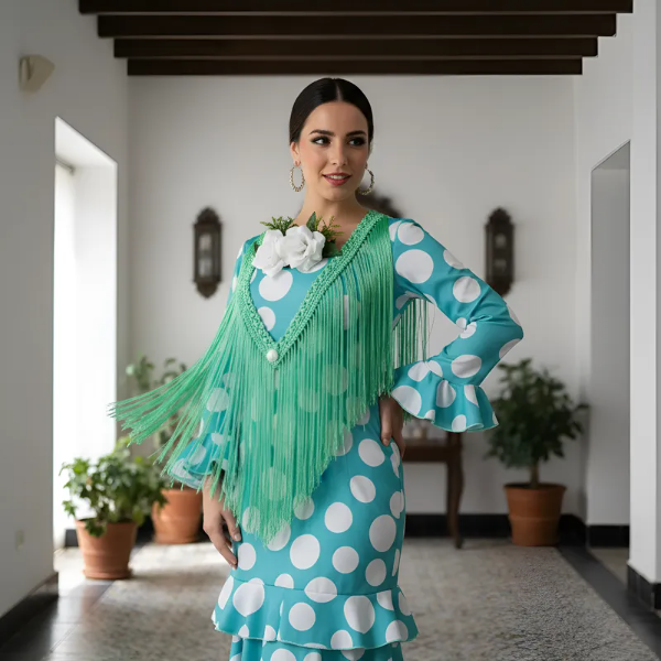 Producto - Tira De Flecos Para Escote Recta 100 Cm Verde Agua