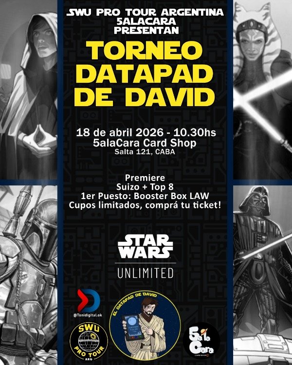 Producto - Inscripcion Copa Datapad De David x 5 a La Cara Store. 18 de Abril