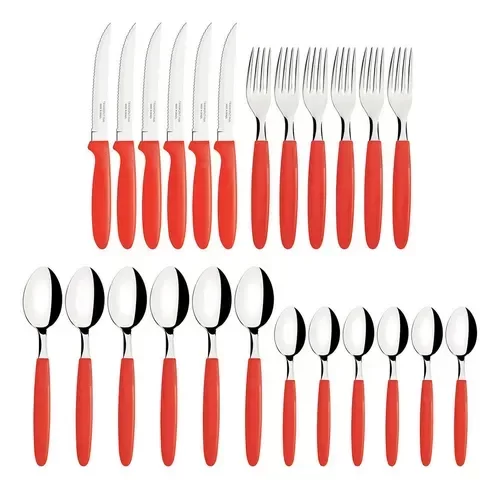 Producto - IPANEMA JUEGO DE CUBIERTOS 24 ROJO TRAMONTINA