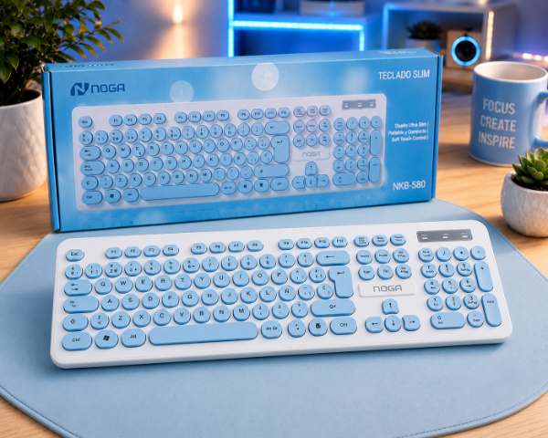 Producto - TECLADO SLIM NOGA CELESTE NKB-580