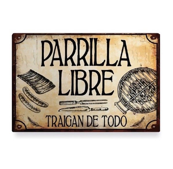 Producto - Chapa retro Parrilla Libre 30 x 20 cm