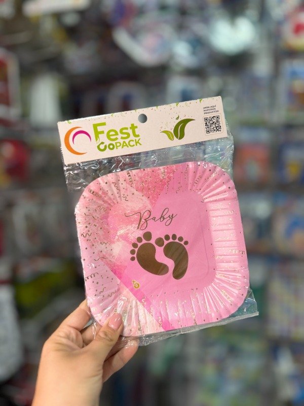 Producto - Platos baby rosa x8u