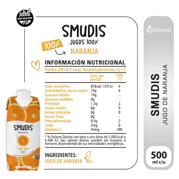 Producto - Jugo Smudis Naranja 100/ natural x 500ml - 1