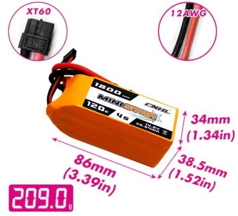 Producto - CNHL MiniStar 1800mAh 14.8V 4S 120C Lipo XT60