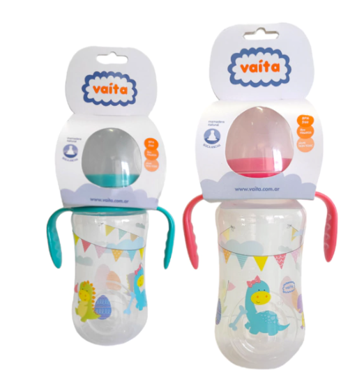 Producto - MAMADERA VAITA CON ASAS, BOCA ANCHA 330ML 3063