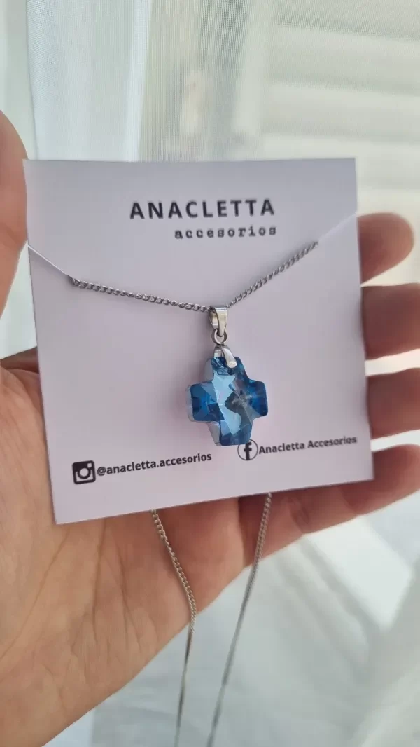 Producto - Gargantilla cruz celeste aq